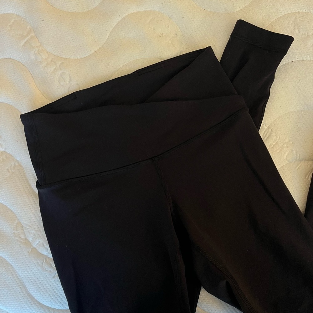 Lululemon black full length leggings cross waist